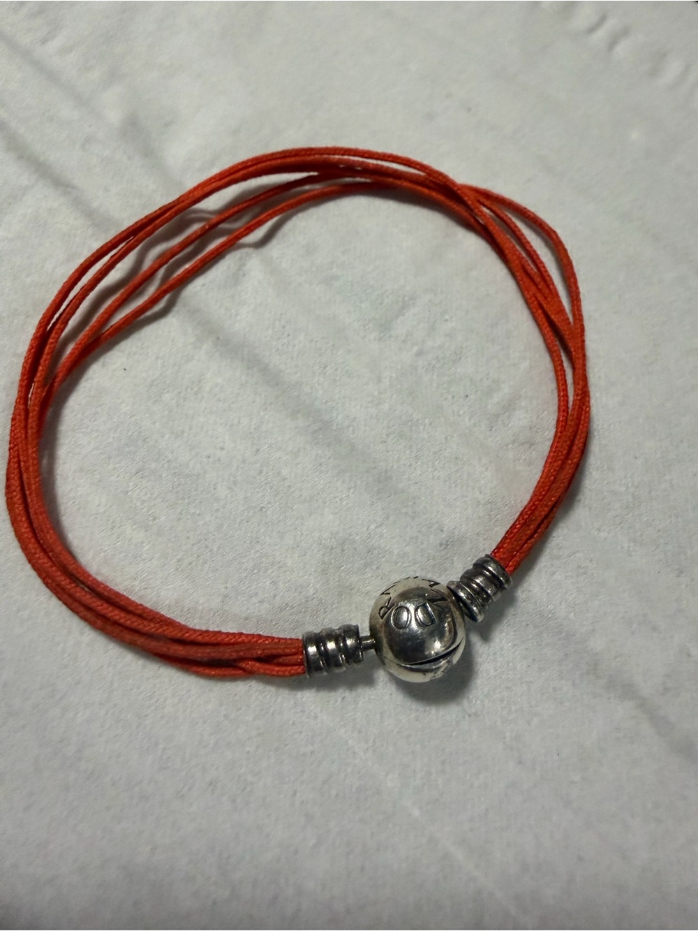 Authentic Pandora Multi-Strand Orange Bracelet with Silver Clasp